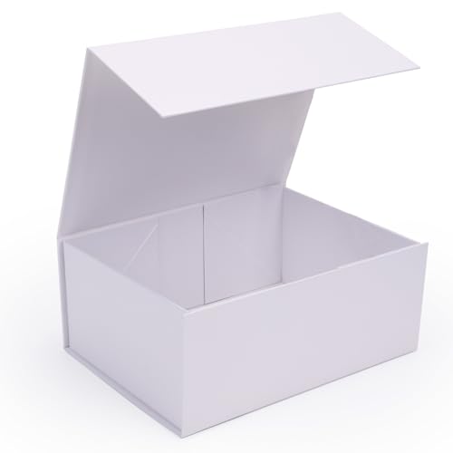 Ditwis 9.5x7x4 Inches Gift Box with Magnetic Closure Lid, White Magnetic Box for Wedding, Groomsmen Bridesmaid Proposal, Birthdays, Mother's Day, 1 Pack