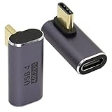 QIANRENON USB C 90° Adapter Typ C Buchse auf Stecker rechtwinkliger Kupplung USB 4.0 40Gbps Datenübertragung Laden OTG Stecker für Laptop Tablet Handy 2 Stück