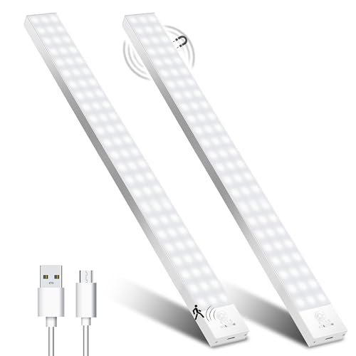 Schrankbeleuchtung LED mit Bewegungsmelder 43,5cm 2Stück Schranklicht Schrankleuchte Led Leiste Batterie USB Wiederaufladbar… – Ansicht 1