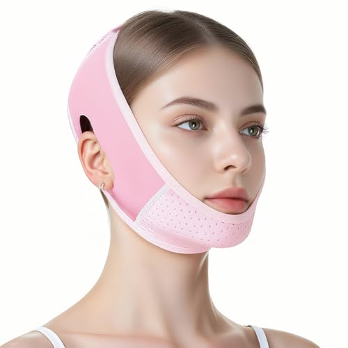 Masque V Visage Réutilisable,Réducteur Double Menton Lifting,Bande Raffermissante Visage Respirante pour Ovale du Visage,Bande de Lifting Visage Amincissante...