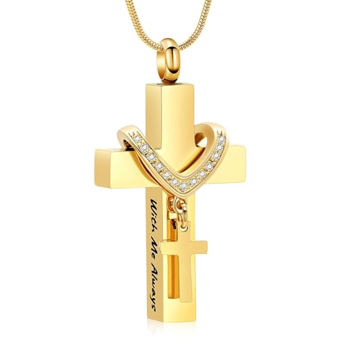 Cremation Jewelry Cross Urn Necklace for Ashes Stainless Steel Cross Urn Pendant Ashes Holder Memorial Jewelry