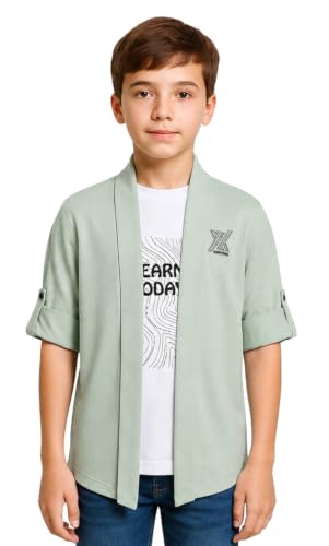 Image of CAVIO Boys Solid Open-Front Shrug with T-Shirt