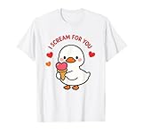 Bonito diseño Kawaii Goose Ice Cream Love con la canción «I Scream For You» Camiseta