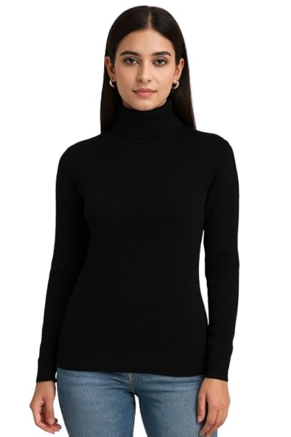 Women's Slim Fit Thermal Turtle Neck | High Neck | Winterwear Full Sleeves Solid (in, Alpha, M, Regular, Black)-image-10