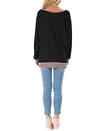 Fallorchid Womens Long Sleeve Tops Crew Neck Tunics Clothes Casual Color Block Sweatshirt2