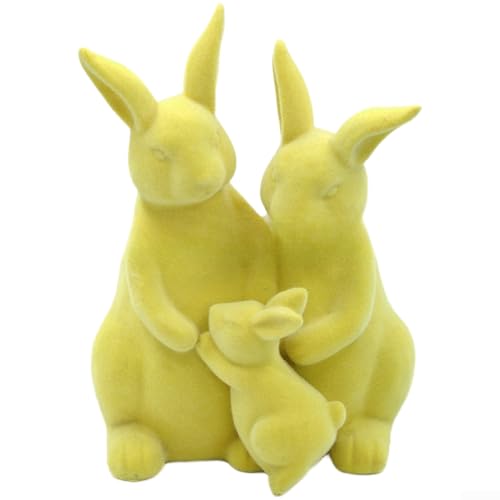 Lapin de Pâques bleu en résine floquée pour déco rustique - 3