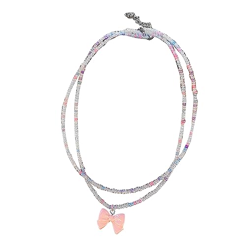 Ldabrye Halsketten für Damen, bunt, Cartoon-Herz, Schmetterling, Perlen, Schmuck für Frauen, Mädchen, Teenager, trendiger Schmuck, zierliche Halskette, Anhänger-Halskette, Rainbow flower,