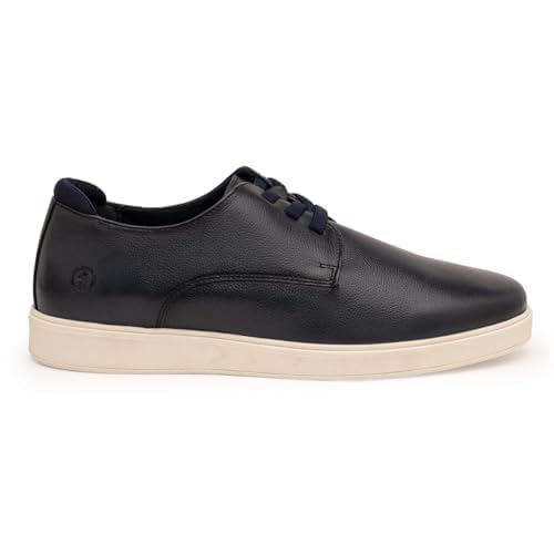 Image of Thomas Crick Luxurious Genuine Leather Sneakers with Dual-Tone Finish and Ortho Footbed