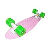 Skateboard 22 Skateboard Penny Board Mini Cruiser Board 55,9 cm Retro Skate Board Komplett mit LED Leuchtrollen Skate Board (Farbe: Pastellrosa 3)