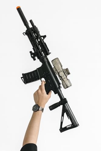 Image of Electric Gel Blaster Toy Gun with Rechargeable Battery, Gel Balls, Scope & Tactical Accessories - Outdoor Shooting Toy for Kids & Adults (Big M4-83 CM)