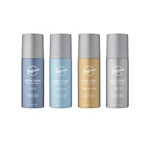 Designer Fragrances 4 Pack Assorted Bundle Men’s Body Spray Deodorant Cans – Azul – Lite Blu – One Billion – Ventus – Instant Freshness on The Go – Long Lasting Smell – Great Male Gift Sets – 150ml