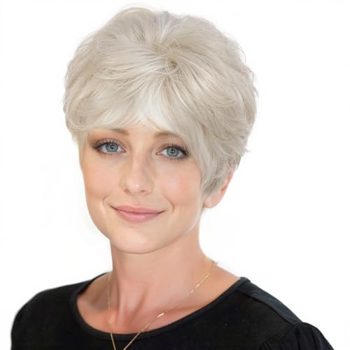 HAIRCUBE ludzkie włosy srebrno-szare peruki naturalne dla kobiet