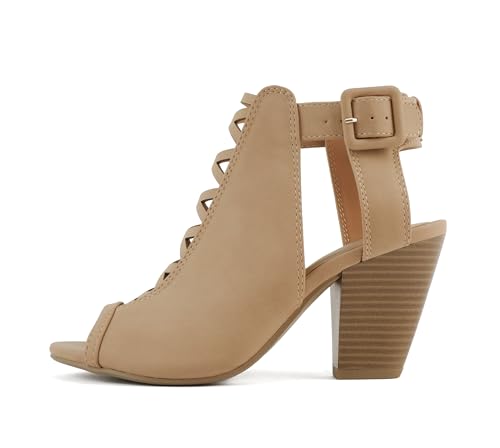 Soda Taking ~ Women Open Toe Low Heel Gladiator Sandal with Adjustable Ankle Strap