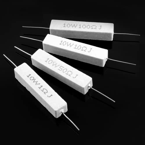 Murtenze 10Pcs 10W 1 Ohm Ceramic Cement Power Resistor, Axial Lead Wire Resistor Flame Heat Moisture Resistance Precharge,Wire Wound Resistors White #TOP5