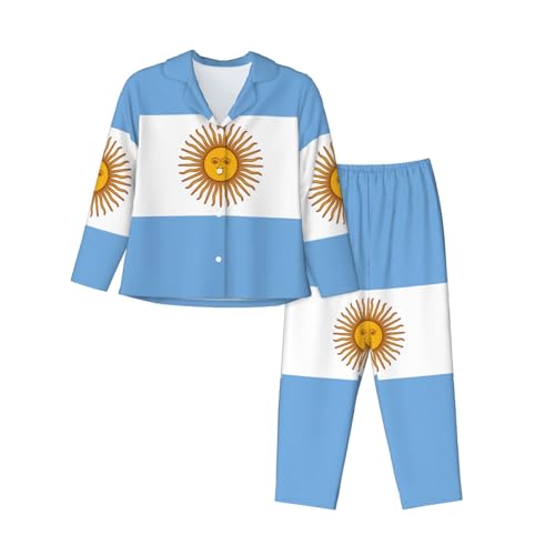 Pyjama drapeau argentin pour femme avec ensemble deux pièces à manches longues