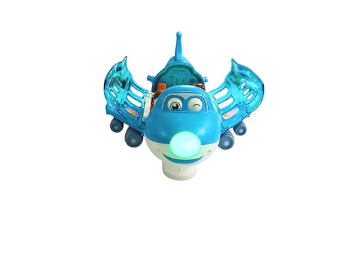 Image of Airliner Happy Fuun Kids Toy Airplane, Blue Transparent Plastic, Light and Sound Effects, Educational Aircraft for Ages 3+