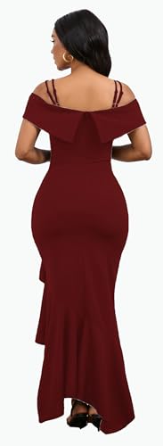 Image of FairyLove Women's One Shoulder Sleeveless Formal Ruched Bodycon Fashion Dress Belted Cocktail Dresses