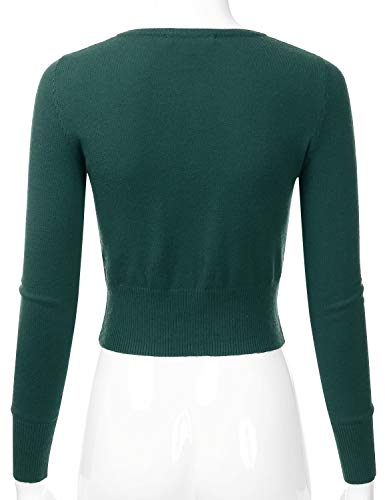 EIMIN Women's Crewneck Button Down Long Sleeve Cropped Cardigan Sweater (S-XL)3