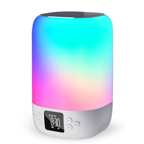 Night Light Bluetooth Speaker Alarm Clock, Sound Machine...