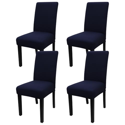 JQinHome 4 Pcs Dining Chair Slipcover, High Stretch Removable Washable Chair Seat Protector Cover for Home Party Hotel Wedding Ceremony