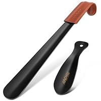 Calzascarpe In Metallo Con Manico Pelle - 2 Pezzi Da 17 E 42 Cm - Foto 2