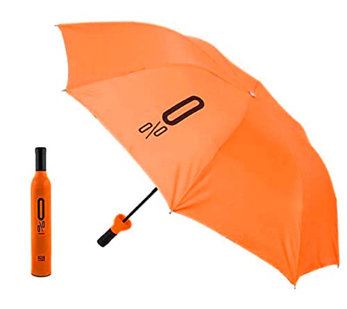 Image of AUGEN Folding Portable Umbrella with Bottle Cover for UV Protection & Rain Umbrella Mini Travel (Orange, Pack of 1)