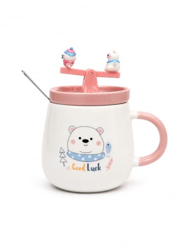 Vasukie 3D Siso Coffee Mug with Lid & Steel Spoon, Mugs for Coffee, Rakhi for Brother, Gifts for Woman,Birthday Gift, Ceramic Mug, 3D Siso Coffee Mug 