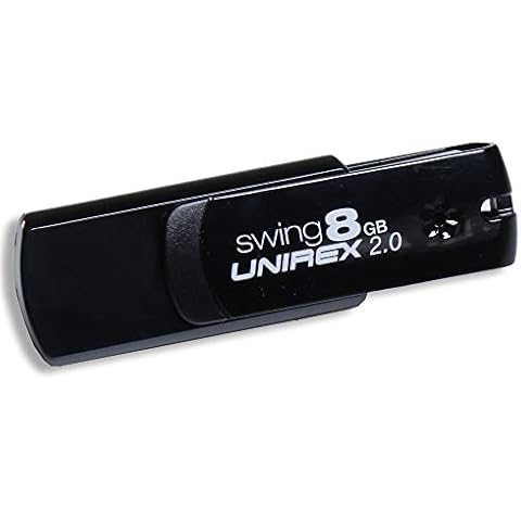 Unirex USFW-208S USB 2.0 Flash Drive, Swing, 8GB, Black Cover