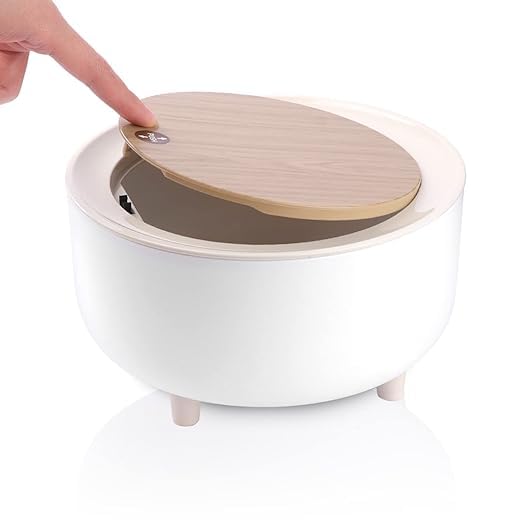 Waste Paper Basket, Trash Can Desk Bin, Rubbish Storage Bin, Cute Creative Cartoon Animals Wastebasket with Lid, Mini Garbage Organizer, for Home Office Kitchen-image-10