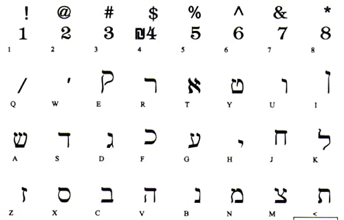 Pegatinas de teclado hebreo fondo transparente letras negras miniatura 1