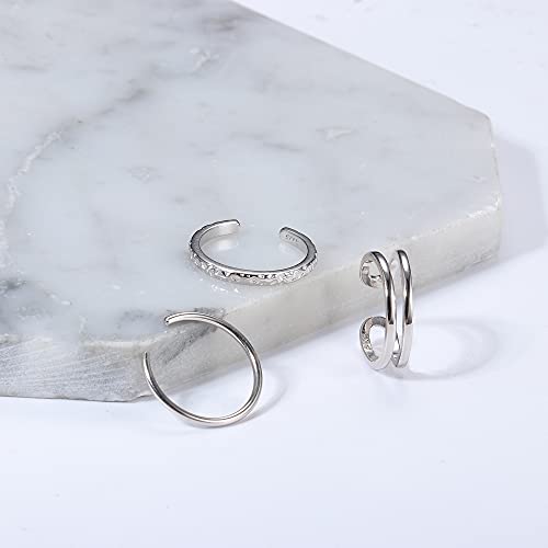 Patisorna 925 Sterling Silver Open Toe Rings For Women Hypoallergenic Adjustable Cuff Toe Ring Set Minimalistic Toe Rings Foot Jewelry #TOP4