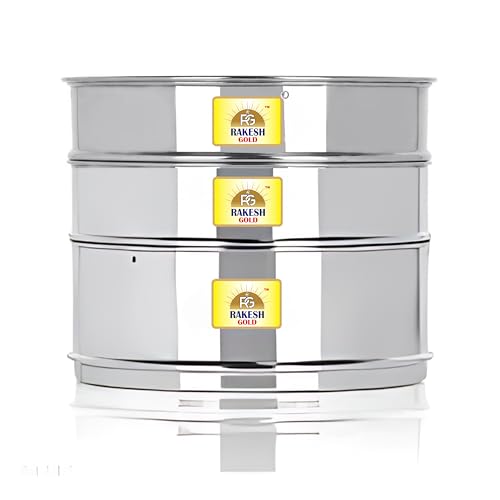 Image of Rakesh Gold Stainless Steel Cooker Container /Cooker Separator | Stainless Steel, Stackable Food Grade, Rust-Free, Easy to Clean (Containers, Suitable for 7.5 Litre Cooker)
