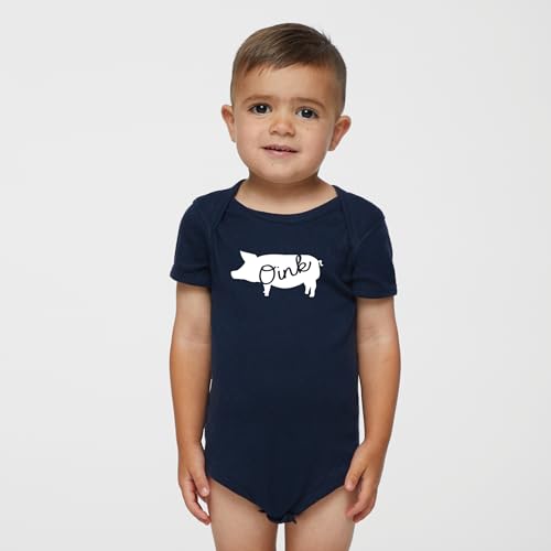 Farm Pig Animal Silhouette Bodysuit, Short Sleeve Jersey for Newborn Baby Girl & Boy, Piggy “Oink” Graphic Shirt2