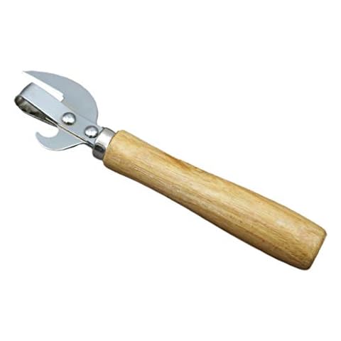 luosh Wooden Handle Manual Can Opener Stainless Steel Canned Knife Tin Can Beer Bottle Cover