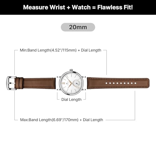 Image of Fullmosa Quick Release Watch Band 20mm,Burnished Leather watch band Bracelet for Samsung Galaxy Watch 42mm,Samsung Gear S2 Classic,Garmin Vivoactive 3 /Venu,20mm Dark Brown+Silver