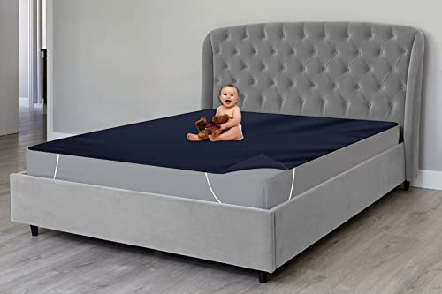 Image of The Furnishing Tree Mattress Protector /Waterproof Bedsheet Size WxL 36x75 inches Set of Two for Double Bed Polyester Blue