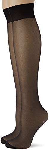 Image of Levante Viva Women's Satin Sheer Knee Highs 2-Pack Nero One Size