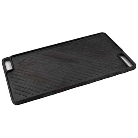 BBQ Dragon Cast Iron Reversible Griddle Grill Pan, Use on Open Fire and In Oven-Grill pans for stovetops, Dishwasher Safe, Non-Stick, Best for Cooking meat, Eggs and Bacon Cover