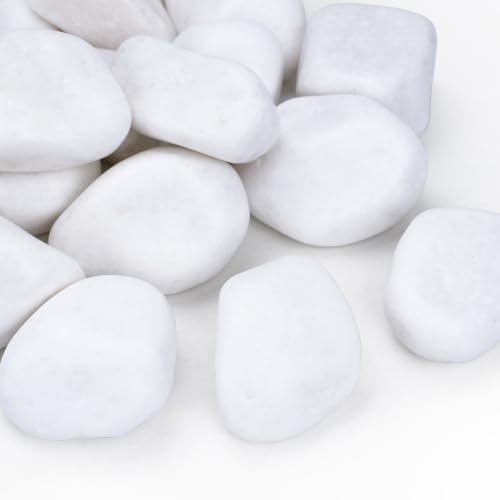 Image of Pulovin 40 lbs White Rocks for Landscaping, 3-4 Inch White River Rocks | Large White Rocks for Plants, Decorative Polished Stones for Garden, Walkways, Yard, Plants Pots, Vases, Crafts
