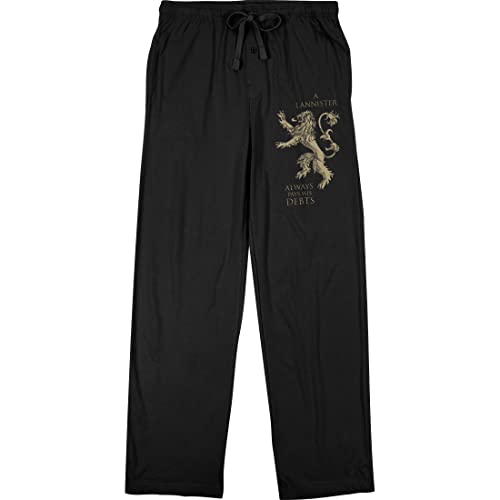 Game of Thrones Lannister Lion Crest Men's Black Graphic Sleep Pajama Pants