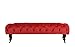 Divano Roma Furniture Classic Tufted Velvet Bedroom Vanity Bench with Casters (Red)