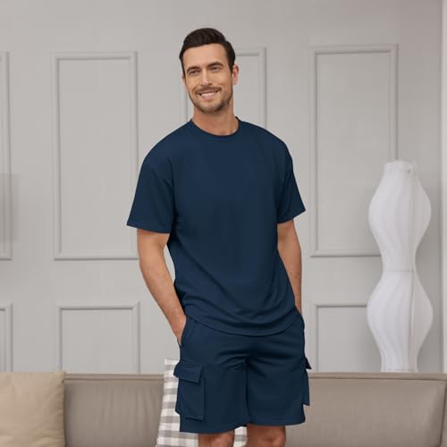 Opomelo Mens Short Sets 2 Piece Outfits - Casual Summer Short Sleeve Sweatsuits Sets for Men with Cargo Pocket4