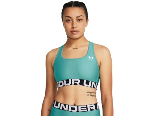 Under Armour HeatGear® Medium Impact Sport-Marke für Damen, Kieselgrün (348), L