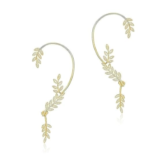 Maplekart Jewels Pair of Stylish Korean No Piercing Leaves Ear Crawler Cuff Earrings Gold Ear Wrap Slider 2Pcs Set For Women And Girls (B0D8LDFLM9) Amazon Price History, Amazon Price Tracker