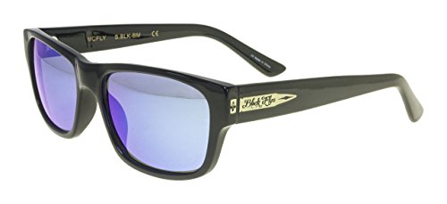 Black Flys McFly Sunglasses - Shiny Black - Blue Mirror