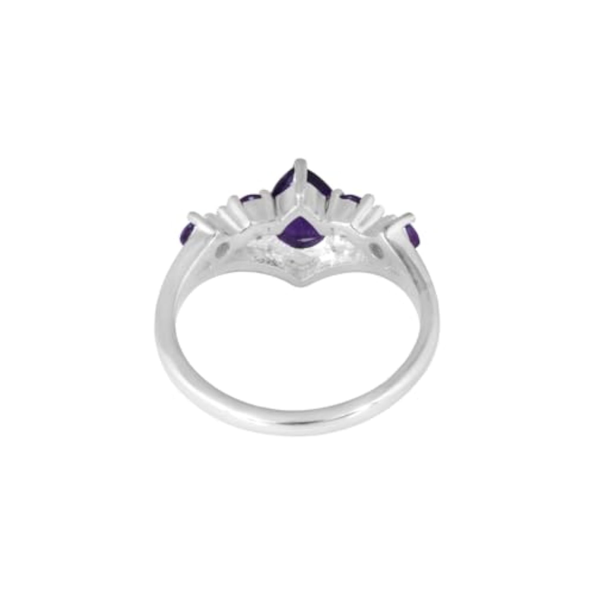Natural Purple Amethyst Pear Gemstone Designer Ring