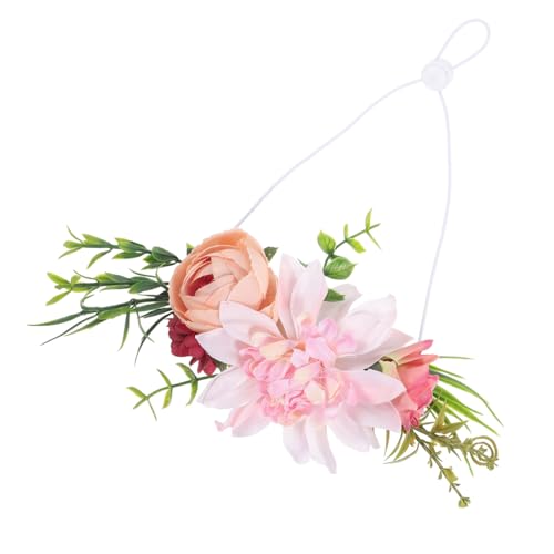 UPKOCH ペット用ヘッドギア 花飾り こだわり調節可能で快適 犬猫兼用 おしゃれウェディングフォーマル?真花リング 犬ドレスアップパーティー用