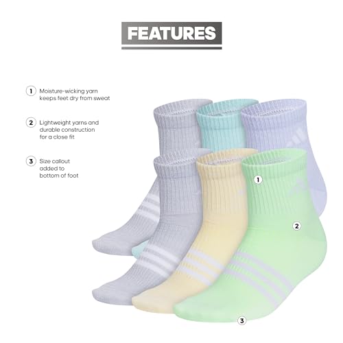 Image of adidas Unisex Kids Quarter Ankle Socks for Boys and Girls Youth (6-pack) Superlite Breathable and Lightweight Discontinued