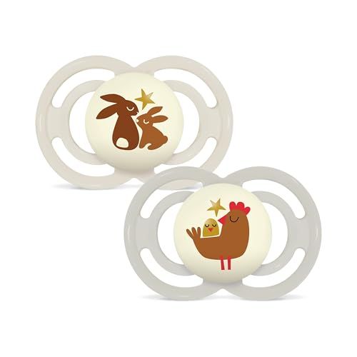 MAM Chupete que Brilla en la Oscuridad, a Partir de 16 Meses, Tetina Extra Delgada y Flexible de Silicona de Fácil Aceptación, con Caja Autoesterilizadora, MAM Perfect, Neutro Brillante, Pack 2uds MAM Chupete que Brilla en la Oscuridad, a Partir de 16 Meses, Tetina Extra Delgada y Flexible de Silicona de Fácil Aceptación, con Caja Autoesterilizadora, MAM Perfect, Neutro Brillante, Pack 2uds