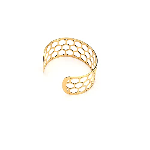 Sogue Wide Cuff Bracelets For Women Extra Wide Thick Hexagonal Bracelet, Adjustable Women's Cuff Bracelet, Surface Gold Plated 24K, Mothers' Day, Christmas Girlfriend Gifts, Fashion Accessory (1 In) #TOP4